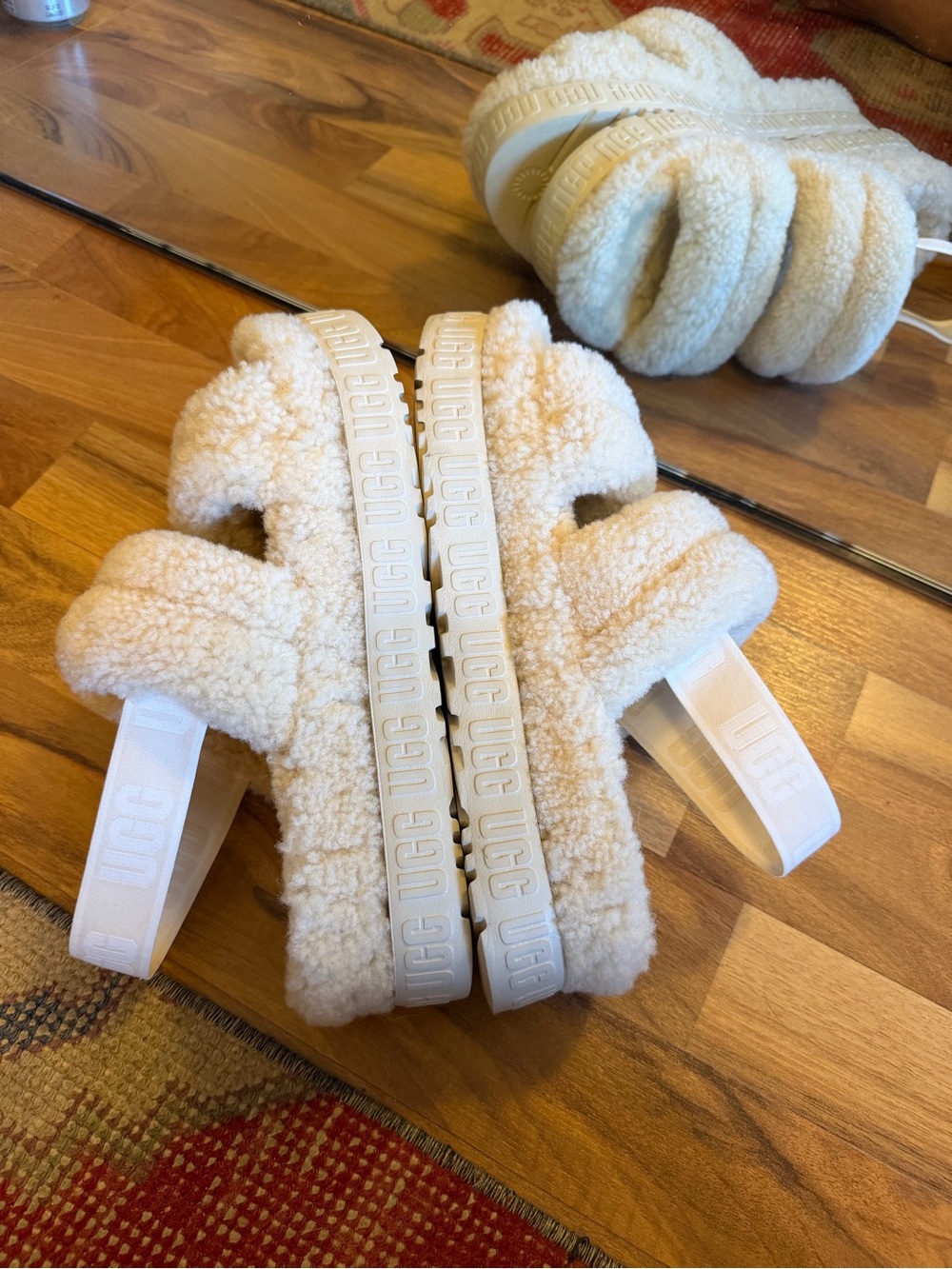 UGG Cream Sherpa platform sandals